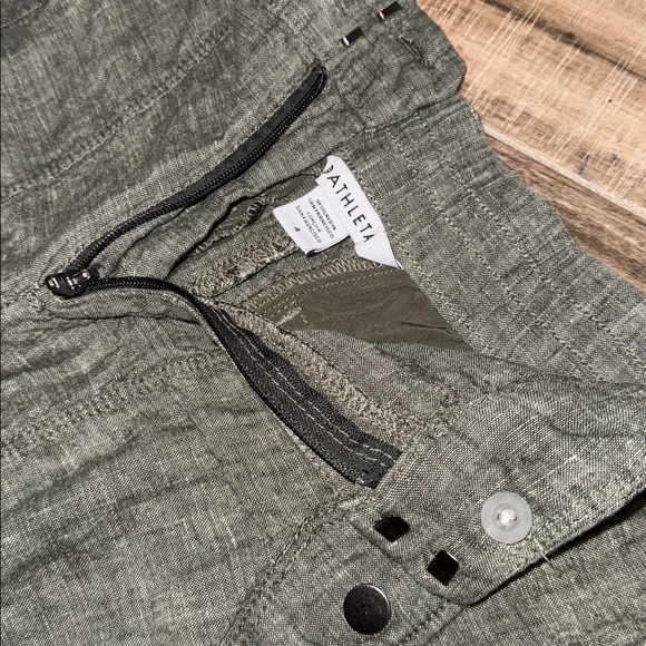 Athleta Ladies Green linen tapered Pants Sz 4 - Picture 4 of 4